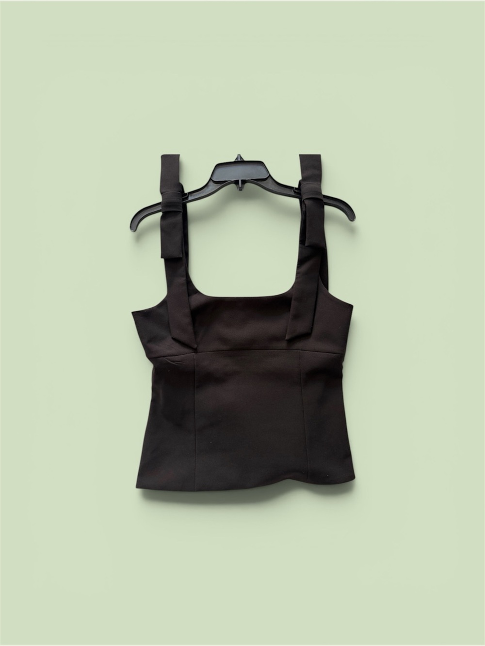 Zara Black Square-Neck Tank with Wide Tie Straps